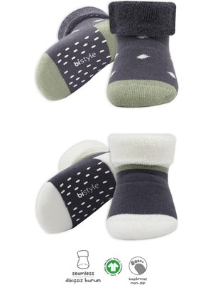 Bistyle Puanlı Kaymaz Havlu Soket Çorap 2'li BS10502 Antrasit