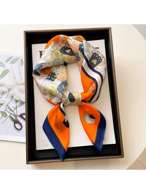 Kedi Baskılı Kare Fular / Bandana / Eşarp