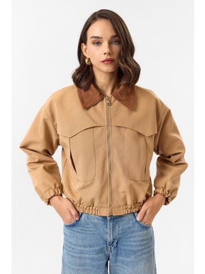 Tiffany & Tomato Süet Yakalı Cepli Parka Mont