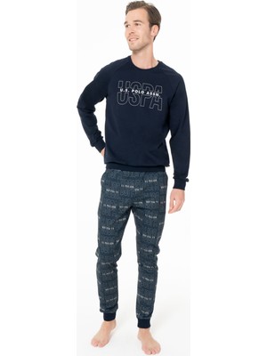 U.s. Polo Assn. U.s Polo Assn. 18968 Erkek Uzun Kollu Bisiklet Yaka Paçası Bantlı Rahat Ev Giyim-Lacivert-Lacivert-2xl