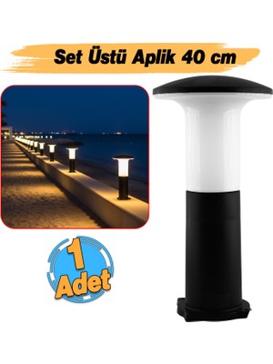 Badem10 Mantar Tip Düz Plastik Sokak Bahçe Aplik 40 cm Lamba Aydınlatma Bahçe Duvar Set Üstü Armatür E27 Duy