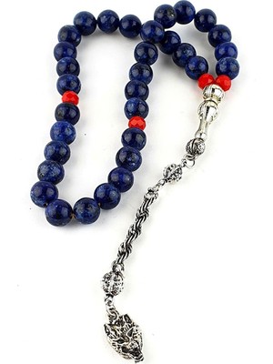 Lapis Lazuli Taşlı Çelik Püsküllü Tasarım Doğal Taş Tesbih