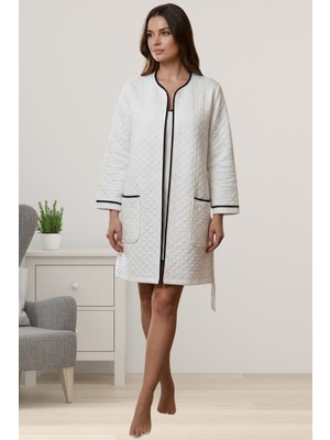 Effortt Ekru Kısa Kapitone Kadın Sabahlık