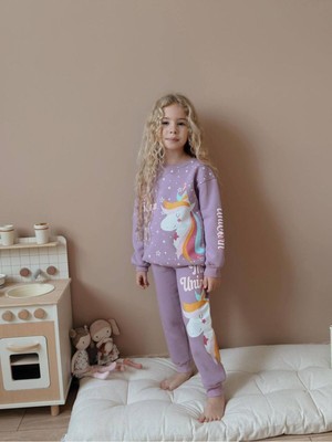 Yiğit Butik Unicorn Baskılı Kız Çocuk Alt Üst Takım