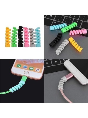İlk El Grup 4lü Apple, Android Şaj Kablosu Koruyucu Silikon Spiral Yay Aparat