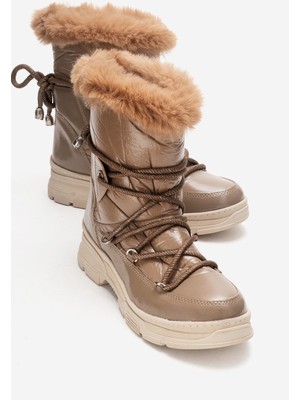 Luvi 23 Vızon Kadın Bot Suni Deri Dış Materyal Orta Topuklu Günlük Kullanım İçin Şık Tasarım