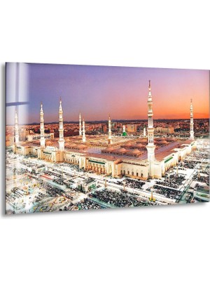 Myphotostation El-Mescid Dekoratif Temperli Cam Tablo, Modern Uv Baskılı Duvar Tablosu, Salon ve Ofis Için Şık Duvar Dekoru