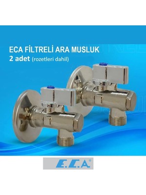 Yapı Kalite Eca 1/2 Filtreli Ara Musluk Kısa Tip 3/8 Çıkış Ağızlı 2 Adet (Rozet Dahil) 602111043