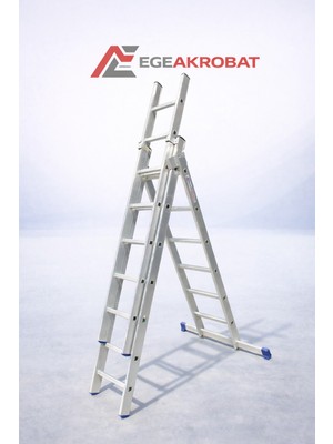 Ege Akrobat 3X3MT 9 Metre Sürgülü A Tipi 3X10 Basamak Alüminyum Merdiven | Sat Tipi | Elektrikçi & Tadilat Merdiveni