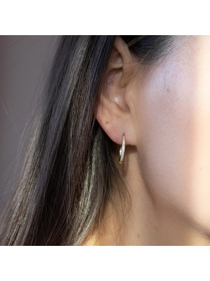 Oroline Kuyumculuk 14 Ayar Altın Trend Taşlı Kadın Küpe