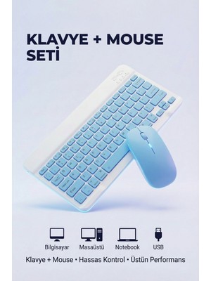 Kensa Tablet ve Bilgisayar Için Kablosuz Bluetooth Klavye ve Mouse Seti