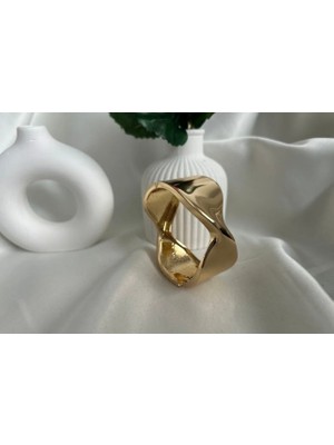 Huma Butik Takı Aksesuar Gold Asimetrik Tasarım Kelepçe Bileklik