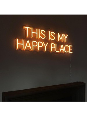This Is My Happy Place Mutlu Olduğum Yer Neon LED Işık Gece Lambası 70 cm