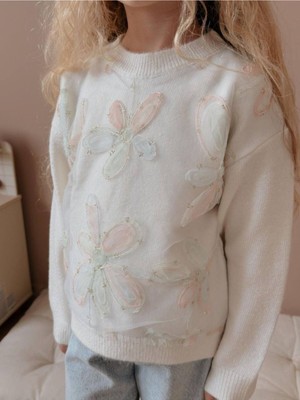 Yiğit Butik Kız Çocuk Çiçek Işlemeli Kazak ve Jean Takım