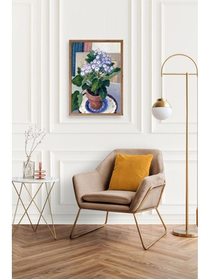 Marsilyan Saksıdaki Çiçek Ahşap Çerçeveli Tablo 30 x 42