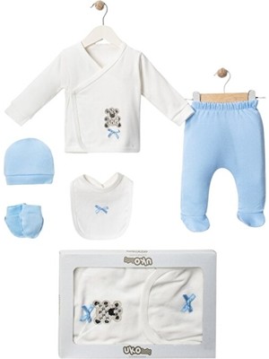 Nexvora Ayıcık Desenli Kutulu 5’li Set Yenidoğan Hastane Çıkışı Seti