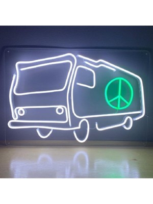 Hippy Van Hipi Karavanı Neon LED Işık Gece Lambası 60 cm