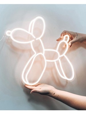 Balloon Dog Balon Köpek Neon LED Işık Dog Gece Lambası 30 cm