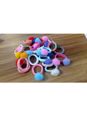 Şehrazat Handmade Tasarım 10 Lu Renkli Pomponlu Lastik Saç Tokası