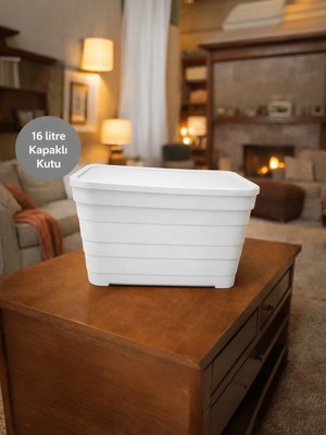 Nesto Home Çok Amaçlı 16 Litre Kapaklı Saklama Kutusu, Ev & Ofis Düzenleyici