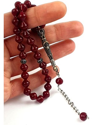 Ateş Kehribar Gümüş Püsküllü Koleksiyon Tesbih