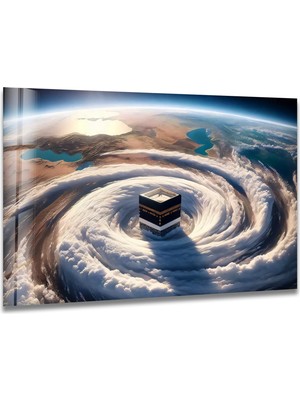 Myphotostation Bulutlarla Çevrili Kabe Dekoratif Temperli Cam Tablo, Modern Uv Baskılı Duvar Tablosu, Salon ve Ofis Için Şık Duvar Dekoru