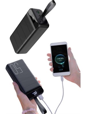 Datatek Taşınabilir Powerbank 50.000 Mah 4 Girişli Hızlı Şarj LED Göstergeli Fenerli Şarj