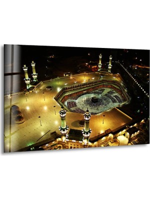 Myphotostation Mekke Kabe Dekoratif Temperli Cam Tablo, Modern Uv Baskılı Duvar Tablosu, Islami Ev Hediyesi