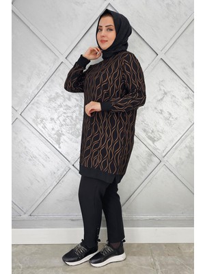 Pys Giyim Kadın Etnik Dalga Desenli Tesettür Tunik