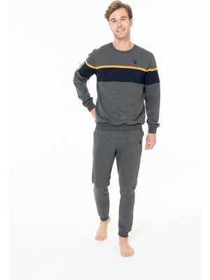 U.s. Polo Assn. Erkek Pamuklu Lisanslı Pijama Takımı 18936-ANTRASİT Melanj-S