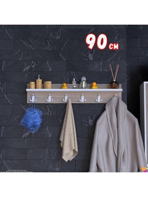 Modilayn Kedi Serisi 86,4X18CM 6’lı Banyo Askısı Seti | 18 Kancalı Raflı Düzenleyici Yer Tasarrufu.