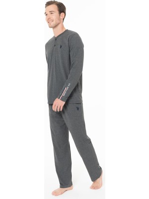 U.s. Polo Assn. Erkek Penye Mevsimlik Düz Renk Ev Giyim Pijama Takım Alt Üst Takım-Antrasit-4xl