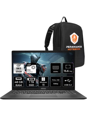 MSI Msı Modern 15 Intel Core I5 1334U 48GB 1tb SSD 15.6" Fhd W11P Taşınabilir Bilgisayar & Per4 Çanta F13MG869XTRP443