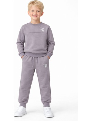 Zepkids Baskılı Nakışlı Gri Renk Erkek Çocuk Eşofman Takımı