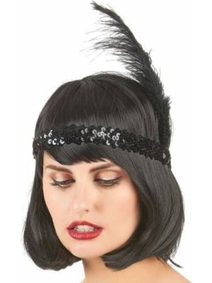 Bi Seyyar Yılbaşı Saç Tüyü Saç Bandı Siyah Renk