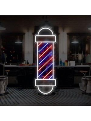 Mavi Kırmızı Berber Neon LED Işık Tabela 60 cm