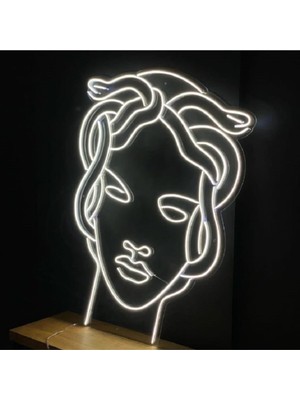 Medusa Kadın Neon LED Işık Gece Lambası 70 cm