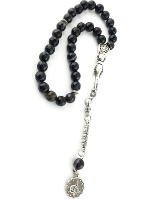 Faset Kesim Akik Taşlı Çelik Püsküllü Tasarım Doğal Taş Tesbih