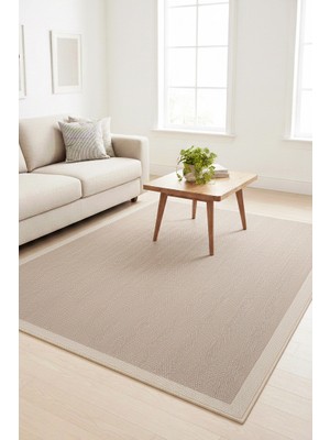 Yeni Nesil Çerçeveli Sisal Yumuşak Dokuma Kilim Kaymaz Pamuk Taban Bordürlü Halı