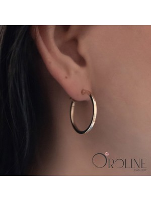 Oroline Kuyumculuk 14 Ayar Halka Desenli Taşsız Kadın Altın Küpe