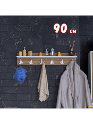 Modilayn Kedi Serisi 86,4X18 cm 6’lı Banyo Askısı Seti | 18 Kancalı Raflı Düzenleyici Yer Tasarrufu.