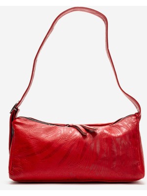Dericlub Diana Ayarlanabilir Kemerli Omuz Çantası Gerçek Deri Kırmızı