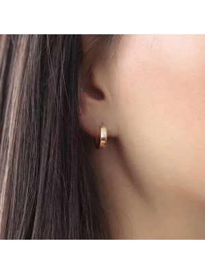 Oroline Kuyumculuk 14 Ayar Altın Taşsız Trend Kadın Küpe