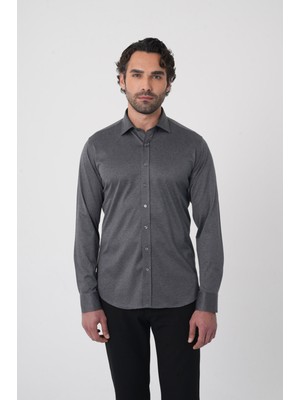 Bisse Platinium Regular Fit Antrasit Pamuk Erkek Gömlek PLTG022_D58