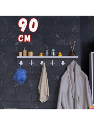 Modilayn Kedi Serisi 18 Kancalı Banyo Askısı - 6'lı Set (86,4X18 Cm) | Ekstra Düzen ve Yer Tasarrufu