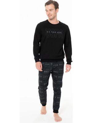U.s. Polo Assn. U.s Polo Assn. 18968 Erkek Uzun Kollu Bisiklet Yaka Paçası Bantlı Rahat Ev Giyim-Siyah-Siyah-Xl