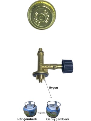 Güven Küçük Tüp Başlığı Piknik Tüpü Kafası Musluk Brülör Geniş Çember Uyumlu (Tüp Hariç)