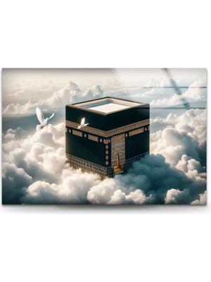 Myphotostation Bulutların Arasındaki Kabe Dekoratif Temperli Cam Tablo, Modern Uv Baskılı Duvar Tablosu, Salon ve Ofis Için Şık Duvar Dekoru