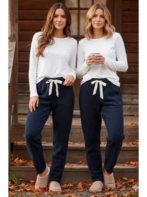 Trivogue Peluşlu Pijama Alt Lacivert Nr