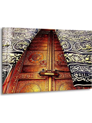Myphotostation Mekke-I Mükerreme Dekoratif Temperli Cam Tablo, Modern Uv Baskılı Duvar Tablosu, Salon ve Ofis Için Şık Duvar Dekoru